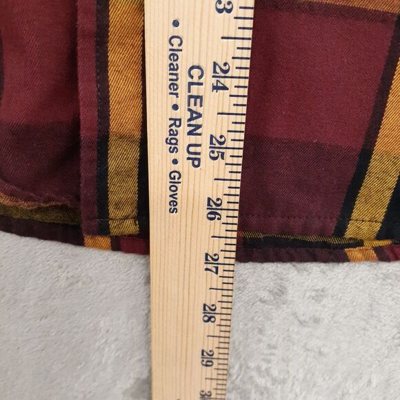 US Polo Assn Boy Junior XXL Flannel Burgundy Plaid Long Sleeve Button Down Shirt - Picture 4 of 8